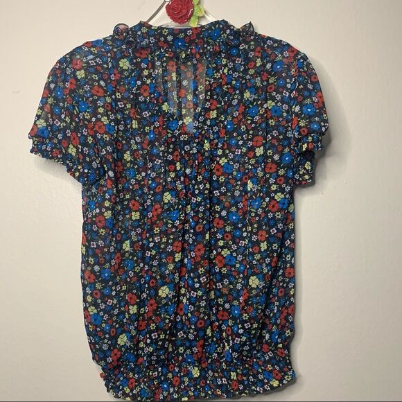 Forever 21 Floral Blouse - Blue, Red, White - Picture 3 of 8